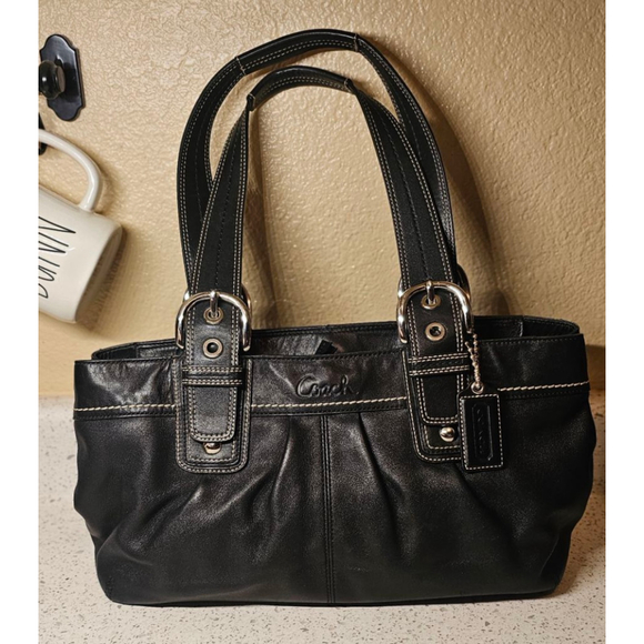 EUC Coach Hamptons SOHO Black Leather Large Shoulder Bag #M0951 F13732 - Picture 1 of 16